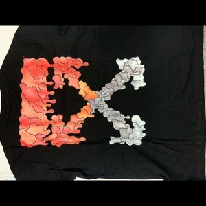 OFF WHITE RED SMOKE DEISGN T-SHIRT